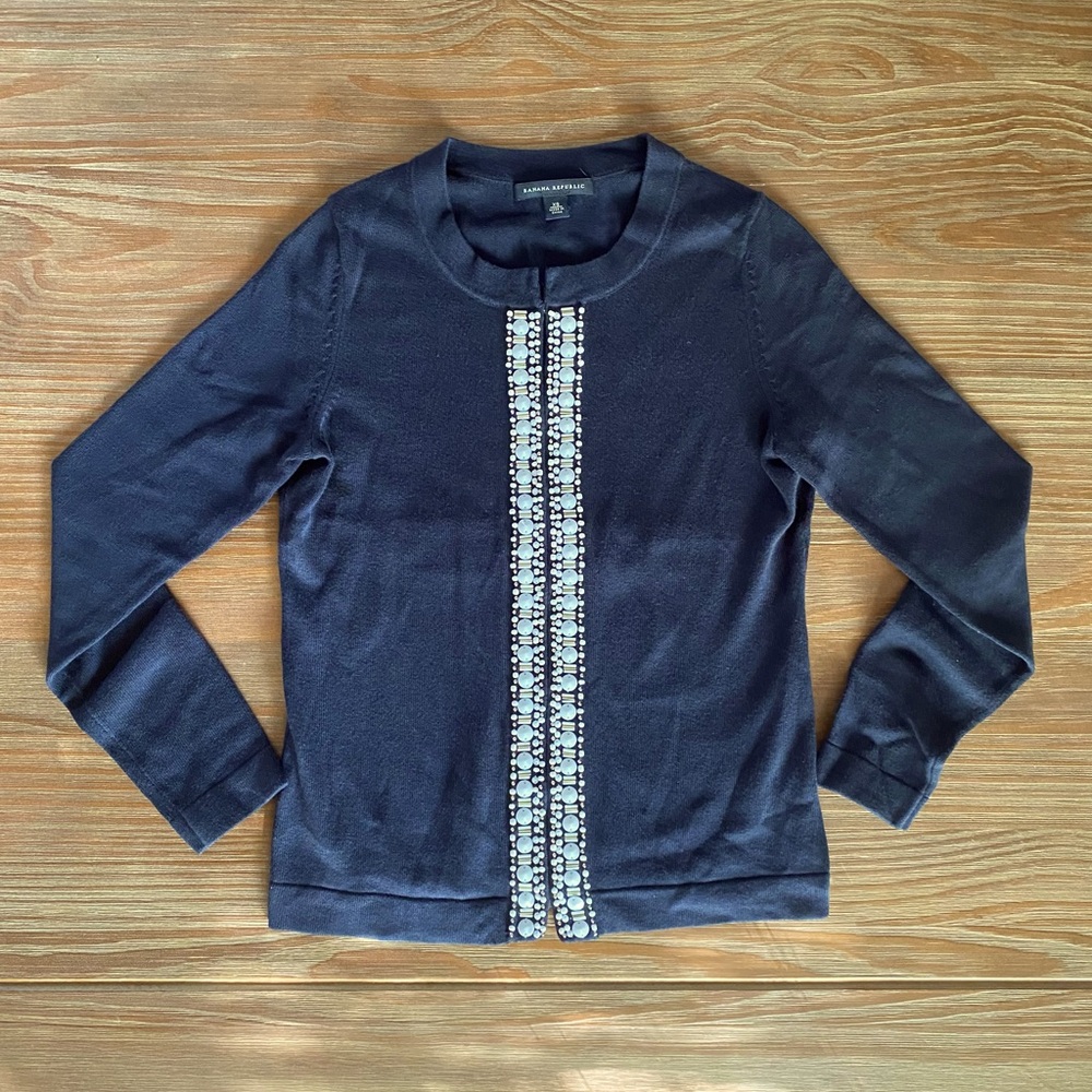 BANANA REPUBLIC Jeweled Cotton Cardigan Size XS
